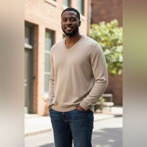 J. Crew Men's Beige V-Neck Sweater NWT Sz large